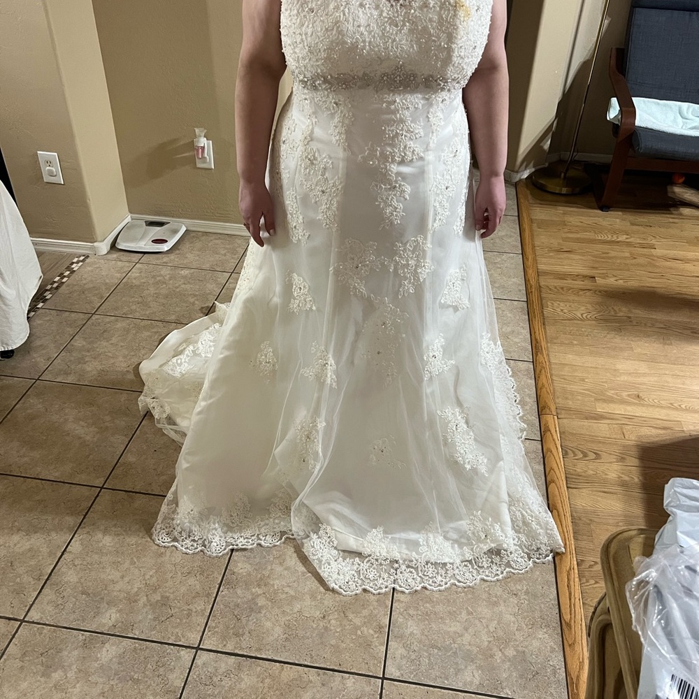 David's Bridal Ivory Lace Gown - Gem David's Bridal Ivory Lace Gown - Gem